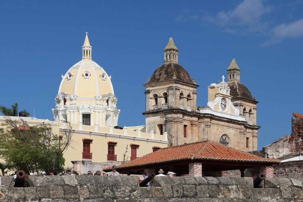 Domes of San Pedro Claver above the walls of the Historic Centre